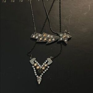 Sabika Shooting Star Set Elegant Silver and Gold Star Necklace